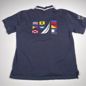 Nautica Polo Shirt Vintage Golf Preppy Short Sleeve Nautical Coastal Sailing XL